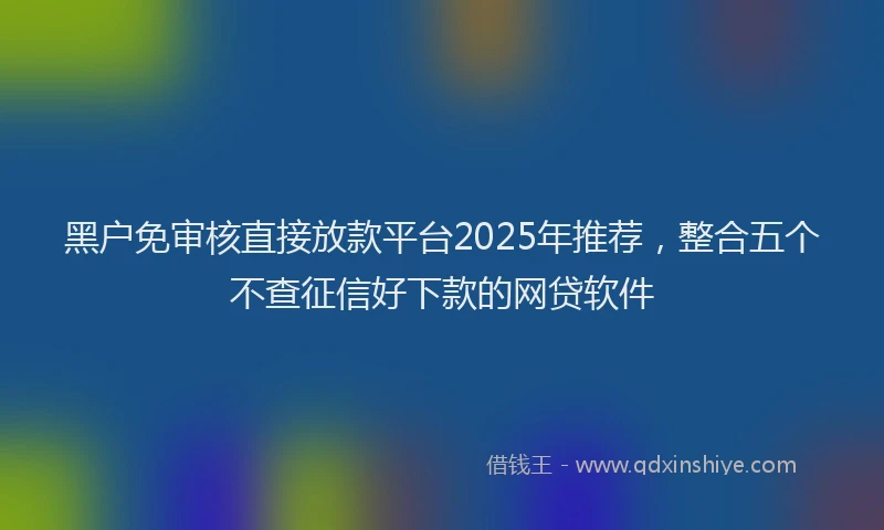 黑户免审核直接放款平台2025年推荐，整合五个不查征信好下款的网贷软件