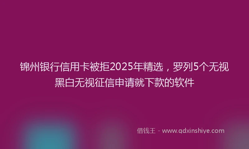 锦州银行信用卡被拒2025年精选，罗列5个无视黑白无视征信申请就下款的软件
