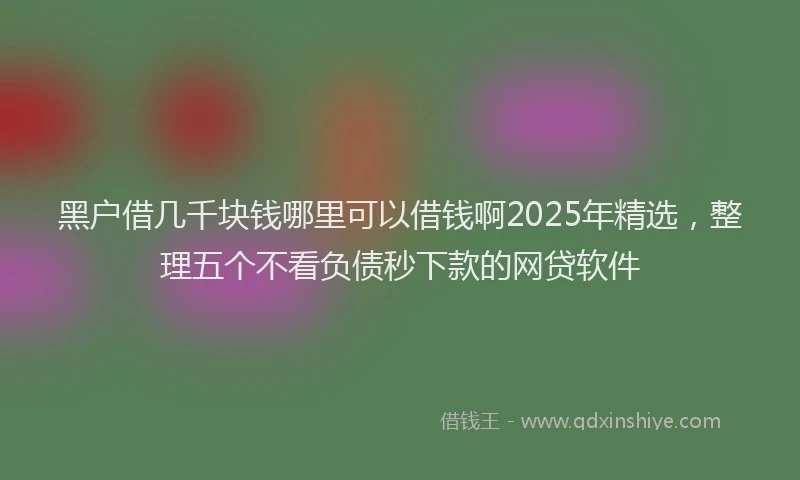黑户借几千块钱哪里可以借钱啊2025年精选，整理五个不看负债秒下款的网贷软件