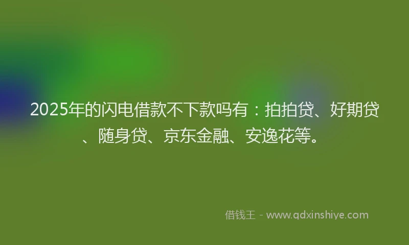 2025年的闪电借款不下款吗有：拍拍贷、好期贷、随身贷、京东金融、安逸花等。