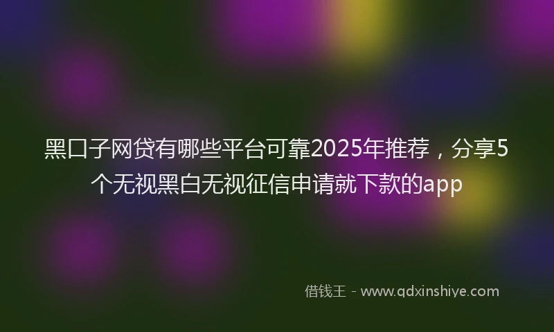 黑口子网贷有哪些平台可靠2025年推荐，分享5个无视黑白无视征信申请就下款的app