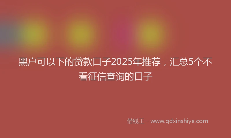 黑户可以下的贷款口子2025年推荐，汇总5个不看征信查询的口子