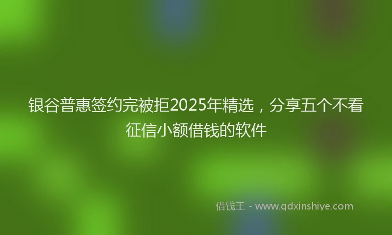 银谷普惠签约完被拒2025年精选，分享五个不看征信小额借钱的软件