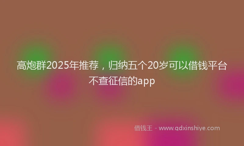 高炮群2025年推荐，归纳五个20岁可以借钱平台不查征信的app