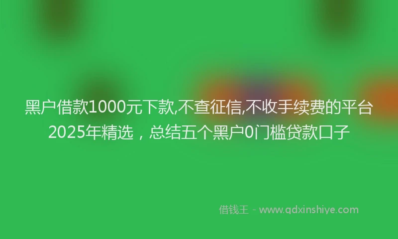 黑户借款1000元下款,不查征信,不收手续费的平台2025年精选，总结五个黑户0门槛贷款口子