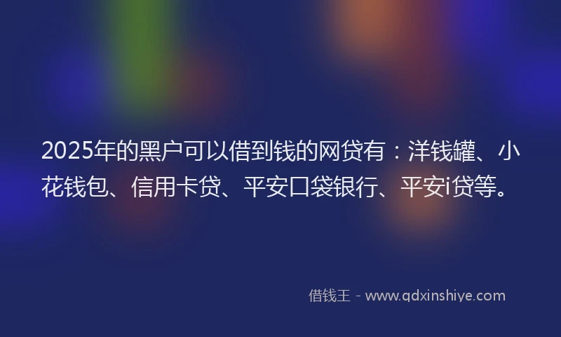 2025年的黑户可以借到钱的网贷有：洋钱罐、小花钱包、信用卡贷、平安口袋银行、平安i贷等。
