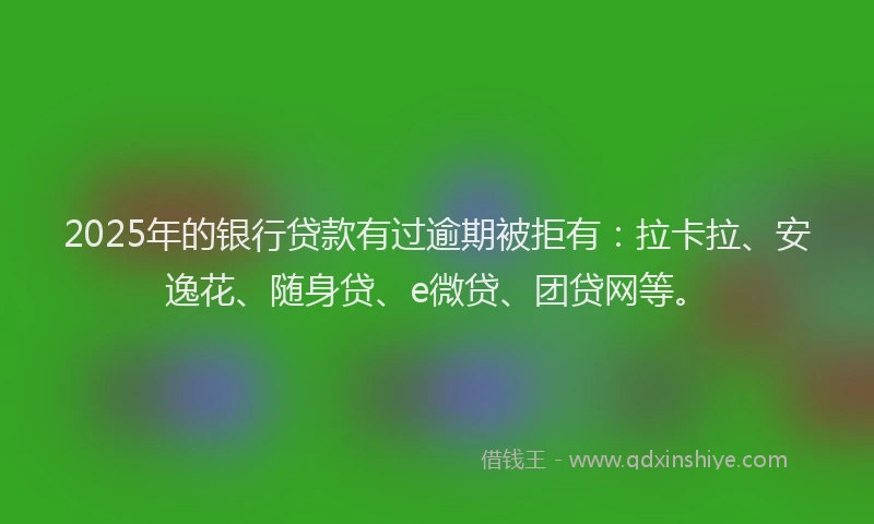 2025年的银行贷款有过逾期被拒有：拉卡拉、安逸花、随身贷、e微贷、团贷网等。