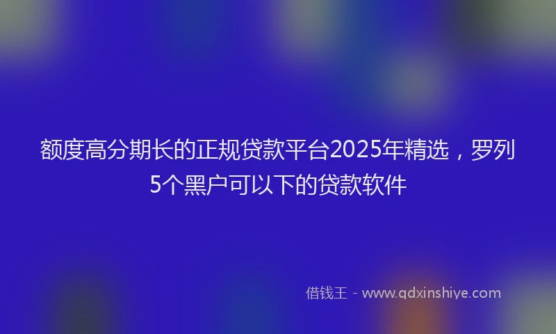 额度高分期长的正规贷款平台2025年精选，罗列5个黑户可以下的贷款软件