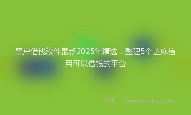 黑户借钱软件最新2025年精选，整理5个芝麻信用可以借钱的平台