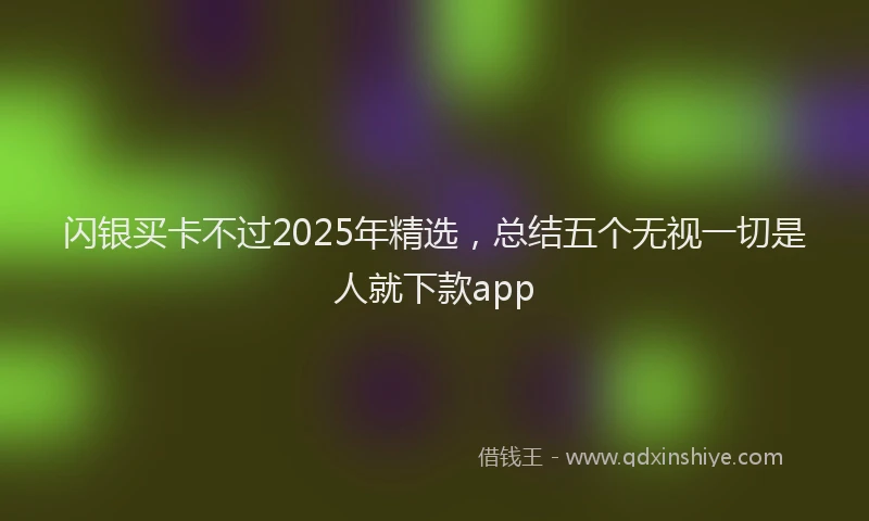 闪银买卡不过2025年精选，总结五个无视一切是人就下款app
