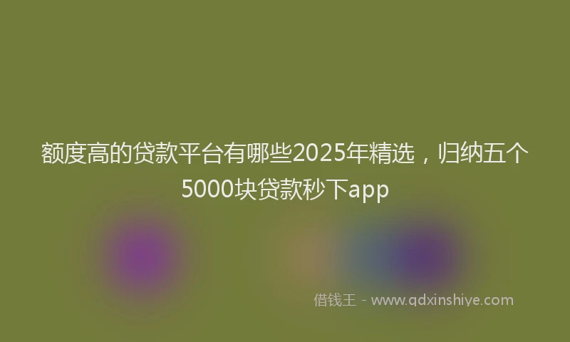 额度高的贷款平台有哪些2025年精选，归纳五个5000块贷款秒下app