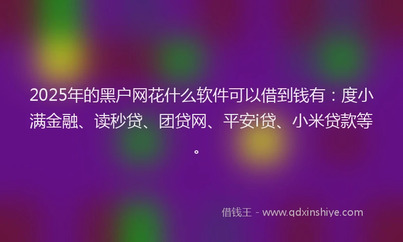 2025年的黑户网花什么软件可以借到钱有：度小满金融、读秒贷、团贷网、平安i贷、小米贷款等。