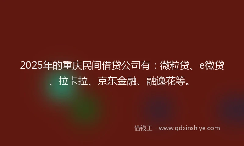 2025年的重庆民间借贷公司有：微粒贷、e微贷、拉卡拉、京东金融、融逸花等。