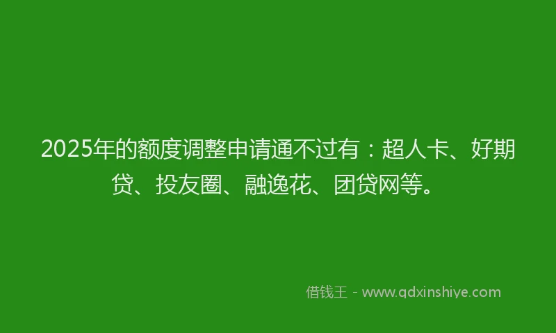 2025年的额度调整申请通不过有：超人卡、好期贷、投友圈、融逸花、团贷网等。