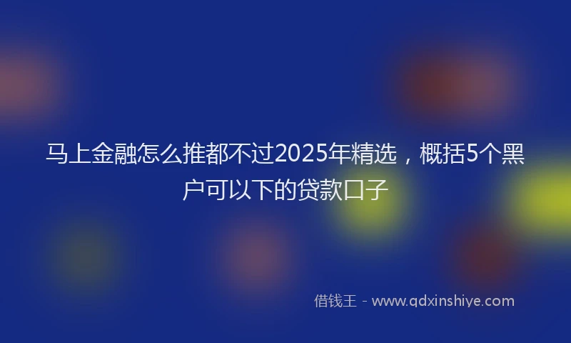 马上金融怎么推都不过2025年精选，概括5个黑户可以下的贷款口子