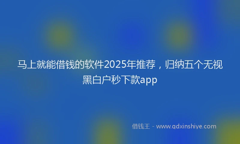 马上就能借钱的软件2025年推荐，归纳五个无视黑白户秒下款app