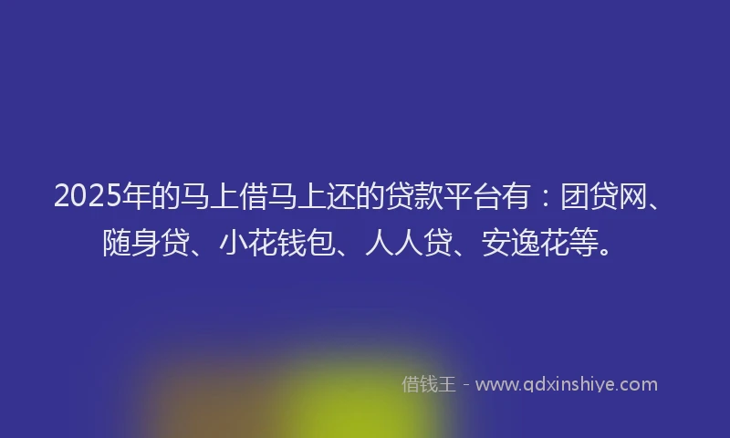 2025年的马上借马上还的贷款平台有：团贷网、随身贷、小花钱包、人人贷、安逸花等。