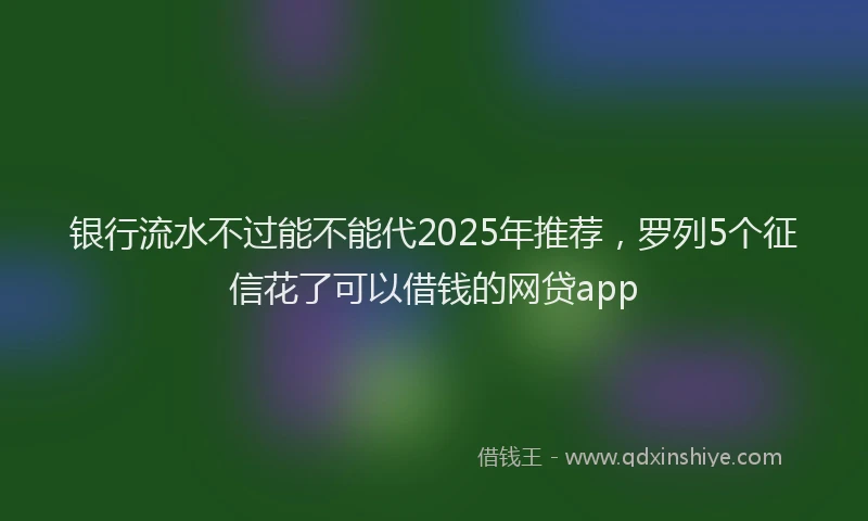 银行流水不过能不能代2025年推荐，罗列5个征信花了可以借钱的网贷app