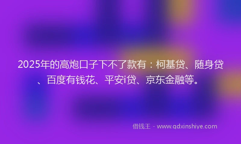 2025年的高炮口子下不了款有：柯基贷、随身贷、百度有钱花、平安i贷、京东金融等。