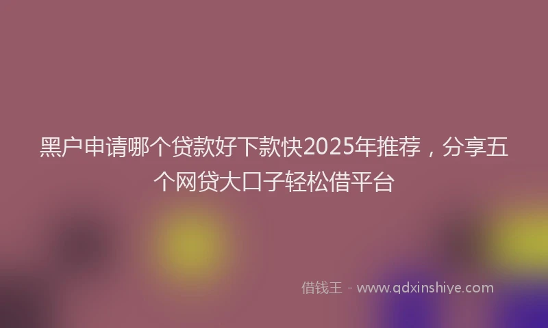 黑户申请哪个贷款好下款快2025年推荐，分享五个网贷大口子轻松借平台