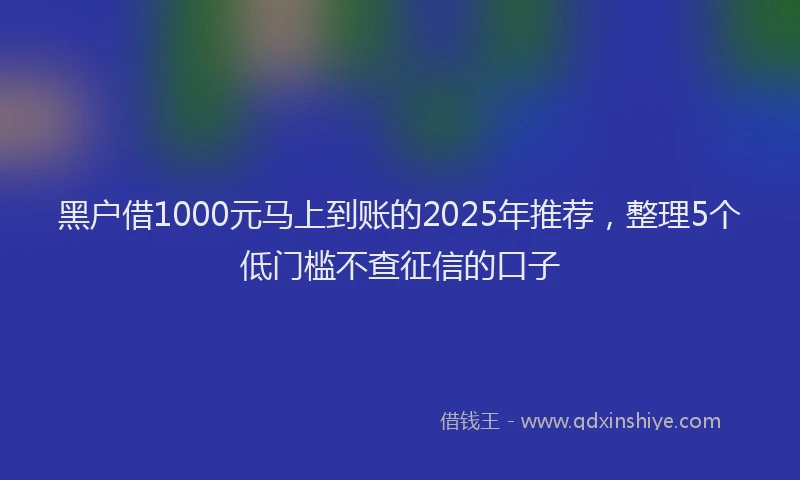 黑户借1000元马上到账的2025年推荐，整理5个低门槛不查征信的口子