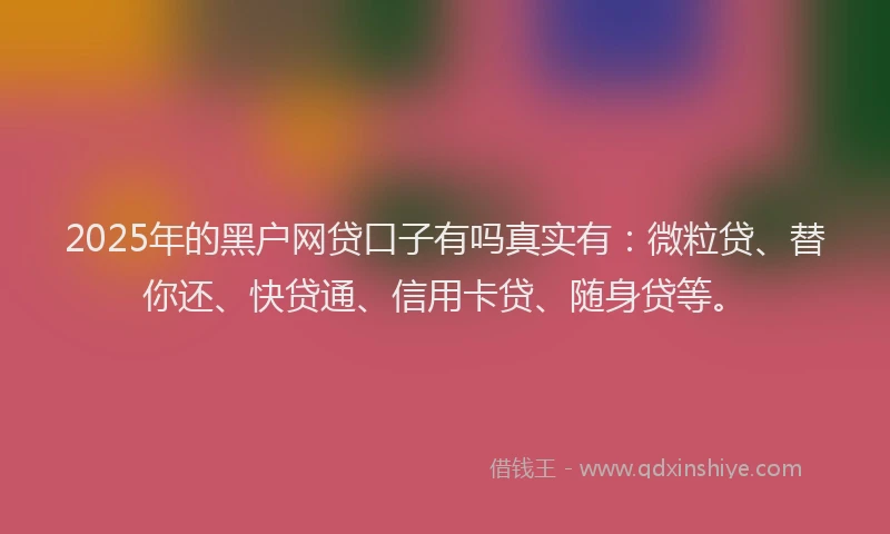 2025年的黑户网贷口子有吗真实有：微粒贷、替你还、快贷通、信用卡贷、随身贷等。