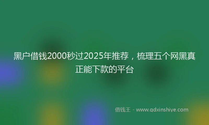 黑户借钱2000秒过2025年推荐，梳理五个网黑真正能下款的平台