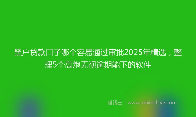 黑户贷款口子哪个容易通过审批2025年精选，整理5个高炮无视逾期能下的软件