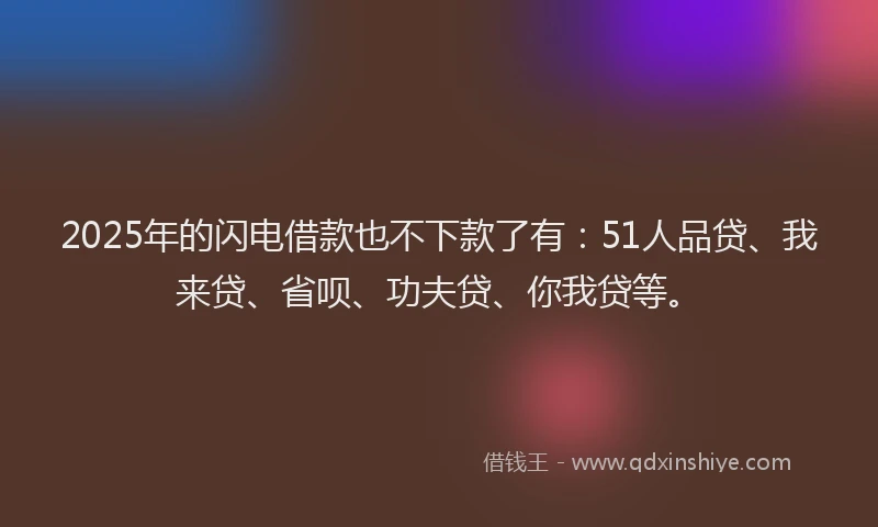 2025年的闪电借款也不下款了有：51人品贷、我来贷、省呗、功夫贷、你我贷等。