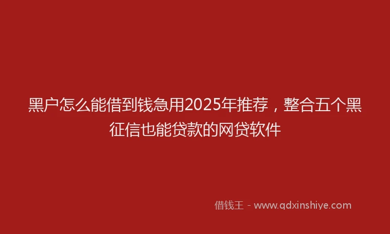黑户怎么能借到钱急用2025年推荐，整合五个黑征信也能贷款的网贷软件