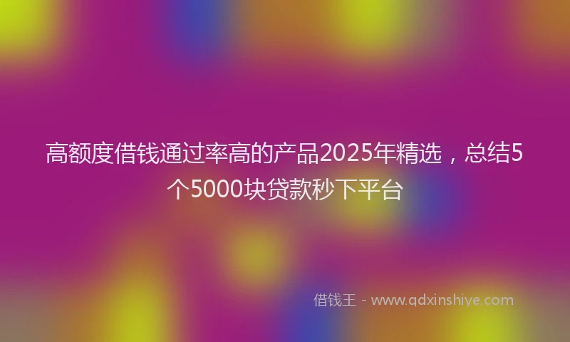 高额度借钱通过率高的产品2025年精选，总结5个5000块贷款秒下平台