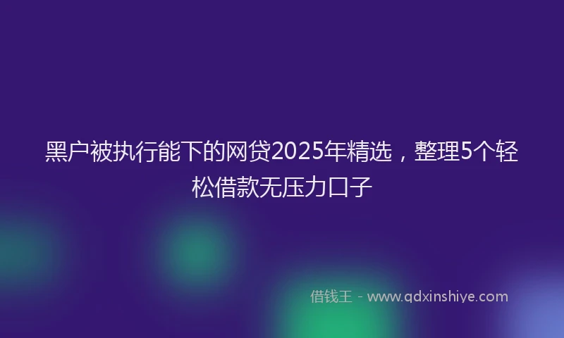 黑户被执行能下的网贷2025年精选，整理5个轻松借款无压力口子