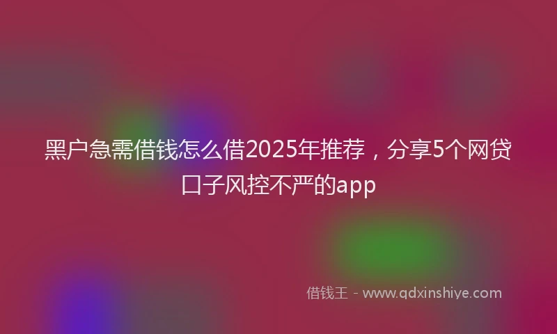 黑户急需借钱怎么借2025年推荐，分享5个网贷口子风控不严的app