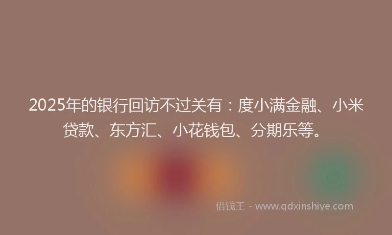 2025年的银行回访不过关有：度小满金融、小米贷款、东方汇、小花钱包、分期乐等。