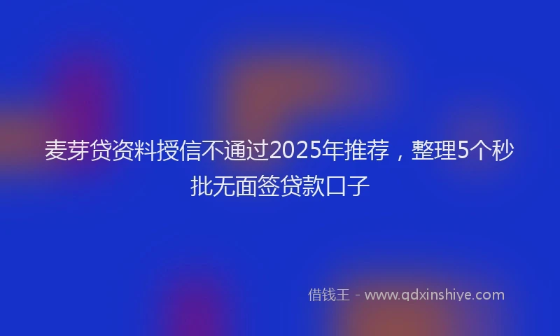 麦芽贷资料授信不通过2025年推荐，整理5个秒批无面签贷款口子