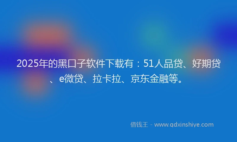 2025年的黑口子软件下载有：51人品贷、好期贷、e微贷、拉卡拉、京东金融等。