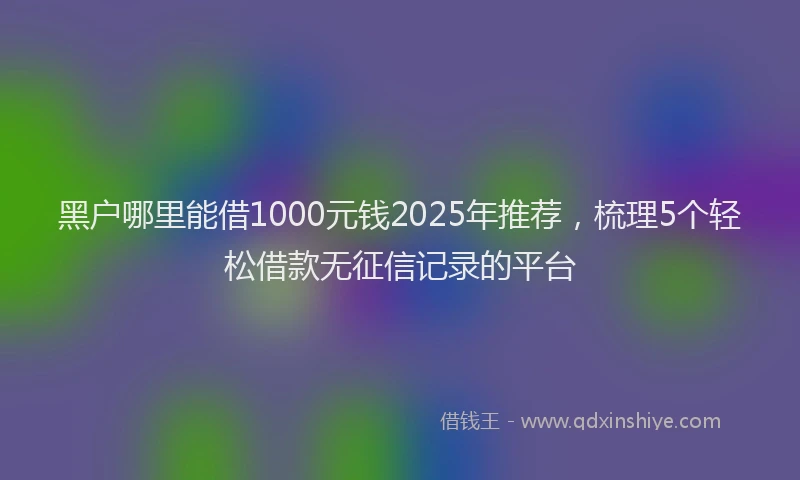 黑户哪里能借1000元钱2025年推荐，梳理5个轻松借款无征信记录的平台