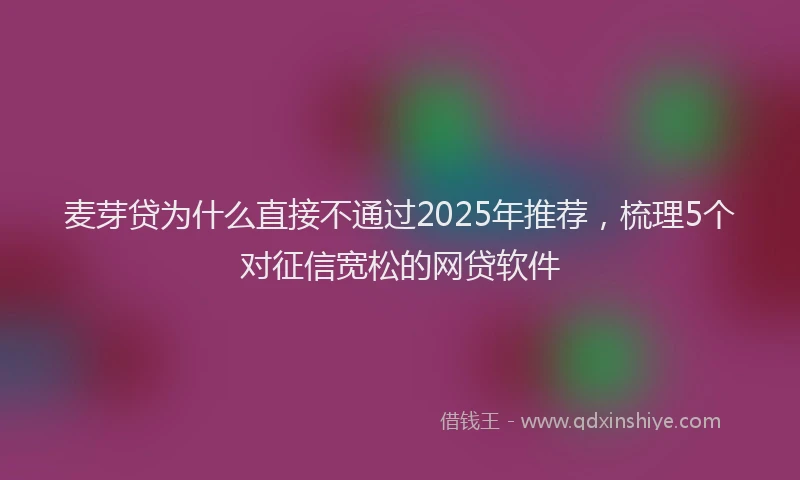 麦芽贷为什么直接不通过2025年推荐，梳理5个对征信宽松的网贷软件