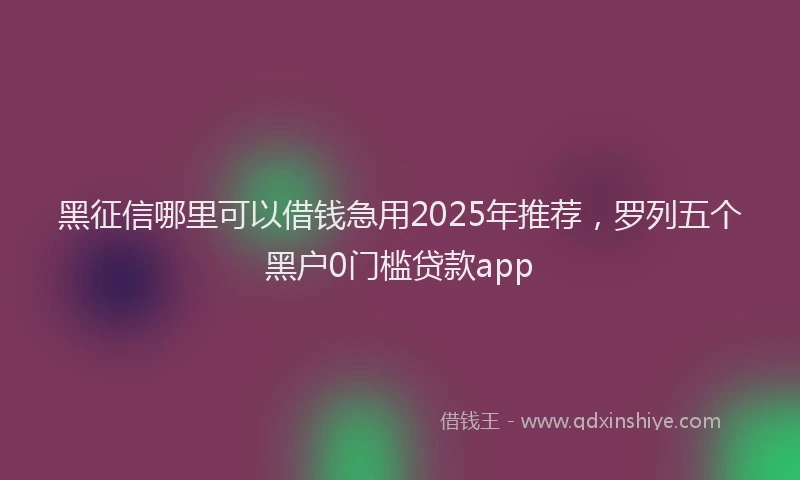 黑征信哪里可以借钱急用2025年推荐，罗列五个黑户0门槛贷款app