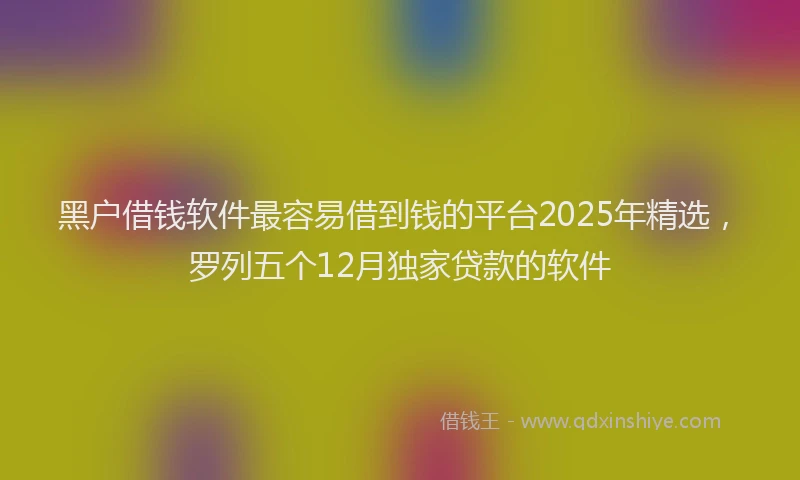 黑户借钱软件最容易借到钱的平台2025年精选，罗列五个12月独家贷款的软件