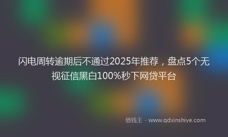 闪电周转逾期后不通过2025年推荐，盘点5个无视征信黑白100%秒下网贷平台