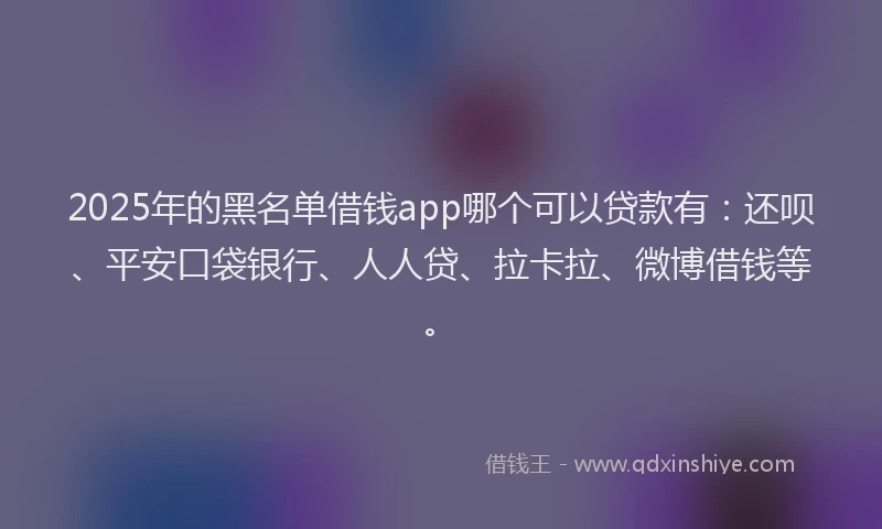 2025年的黑名单借钱app哪个可以贷款有：还呗、平安口袋银行、人人贷、拉卡拉、微博借钱等。