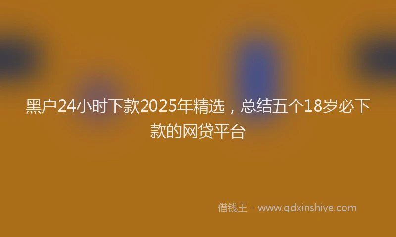 黑户24小时下款2025年精选，总结五个18岁必下款的网贷平台