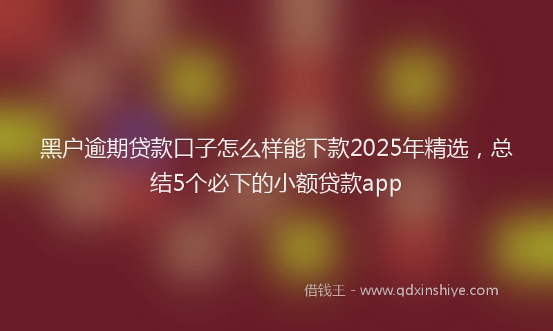 黑户逾期贷款口子怎么样能下款2025年精选，总结5个必下的小额贷款app