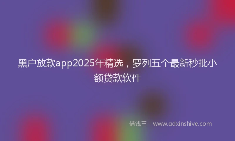 黑户放款app2025年精选，罗列五个最新秒批小额贷款软件