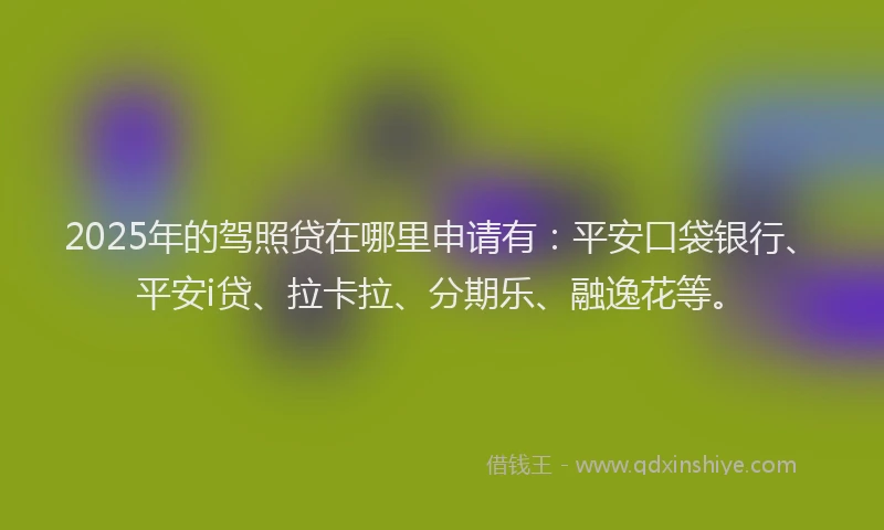 2025年的驾照贷在哪里申请有：平安口袋银行、平安i贷、拉卡拉、分期乐、融逸花等。