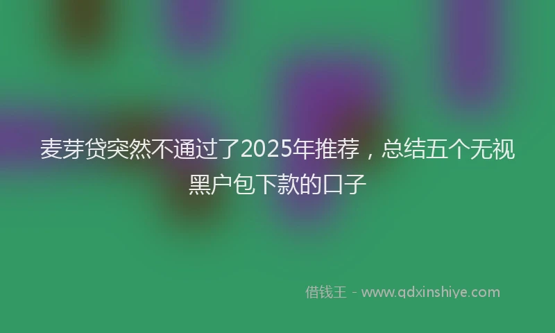 麦芽贷突然不通过了2025年推荐，总结五个无视黑户包下款的口子