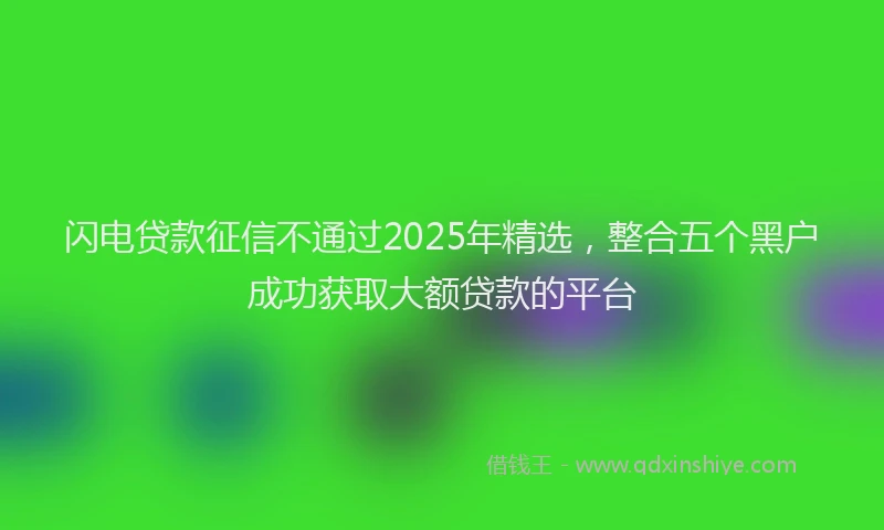 闪电贷款征信不通过2025年精选，整合五个黑户成功获取大额贷款的平台