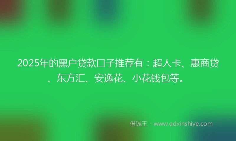 2025年的黑户贷款口子推荐有：超人卡、惠商贷、东方汇、安逸花、小花钱包等。