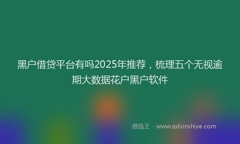 黑户借贷平台有吗2025年推荐，梳理五个无视逾期大数据花户黑户软件